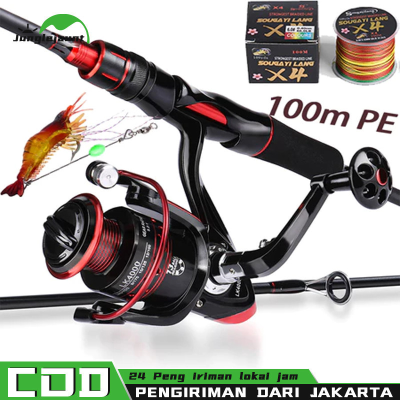 (COD) Sougayilang Joran Pancing Set 1.6m 1.8m 2.1m 2.4m Joran Dan 2000-7000 Full Metal Reel Pancing 
