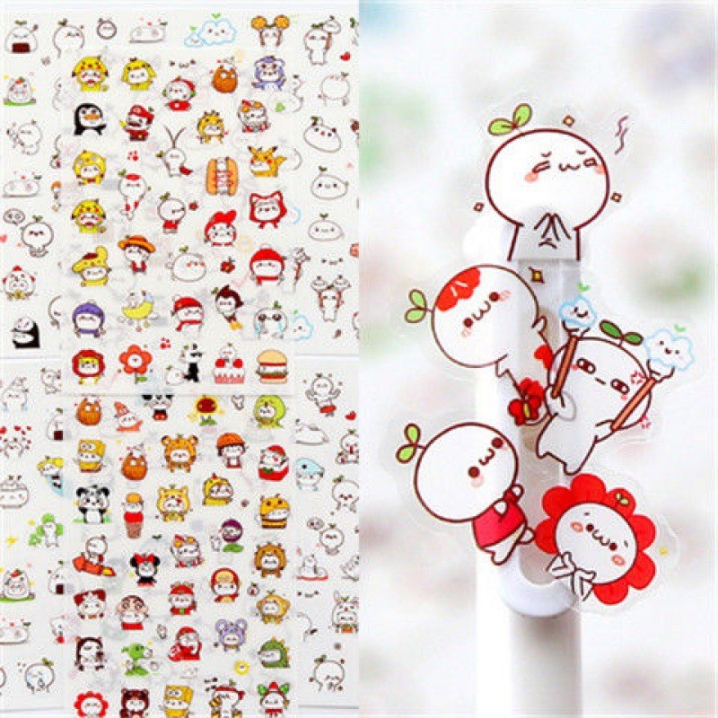

6PCS DIY Stickers, Cartoon Cute Handbook Student Stationery Stickers Children's Small Pattern Journal Stickers