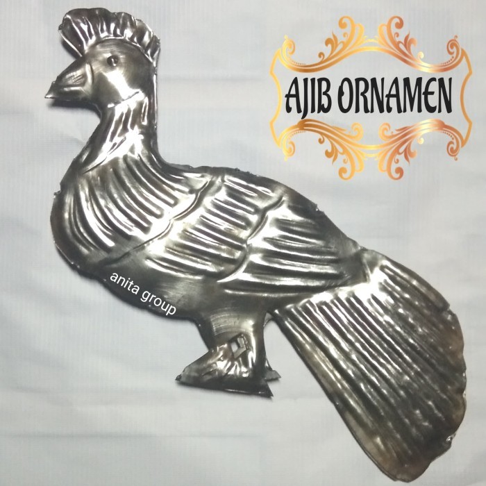 Ayam merak ornamen pagar besi tempa bahan plat