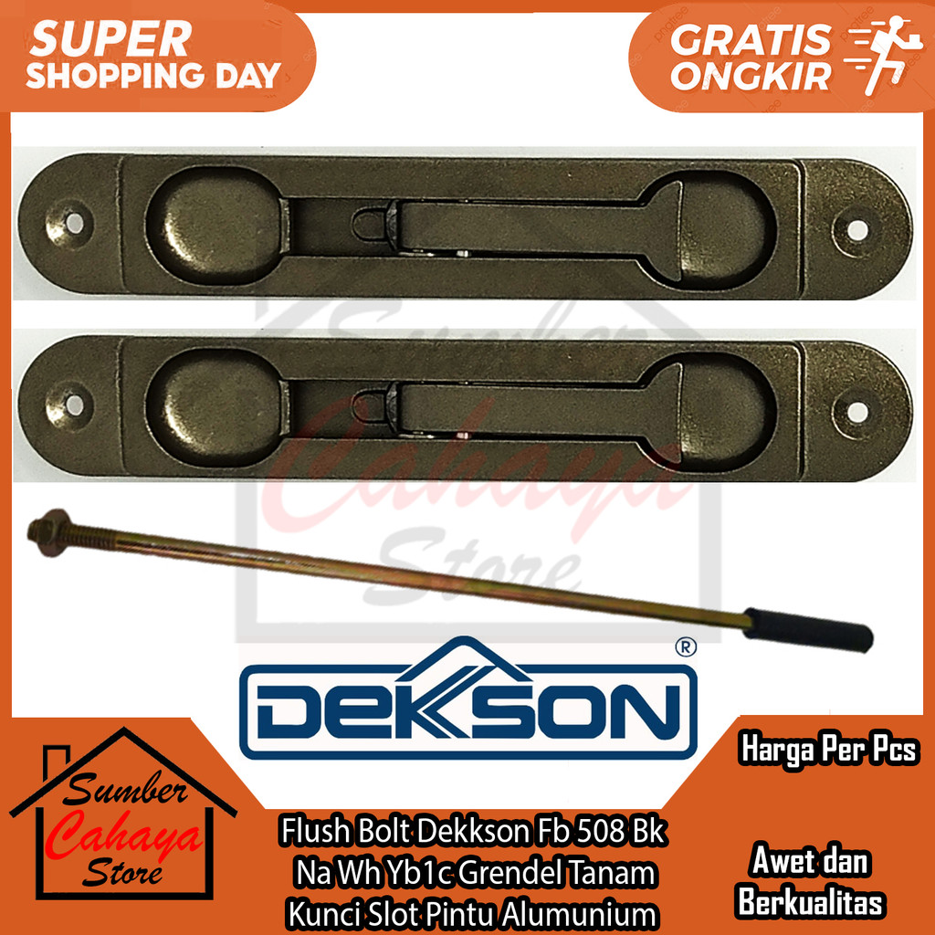 Flush Bolt Dekkson Fb 508 Bk Na Wh Yb1c Grendel Tanam Tanem Dekson Kunci Slot Pintu Alumunium Gerend
