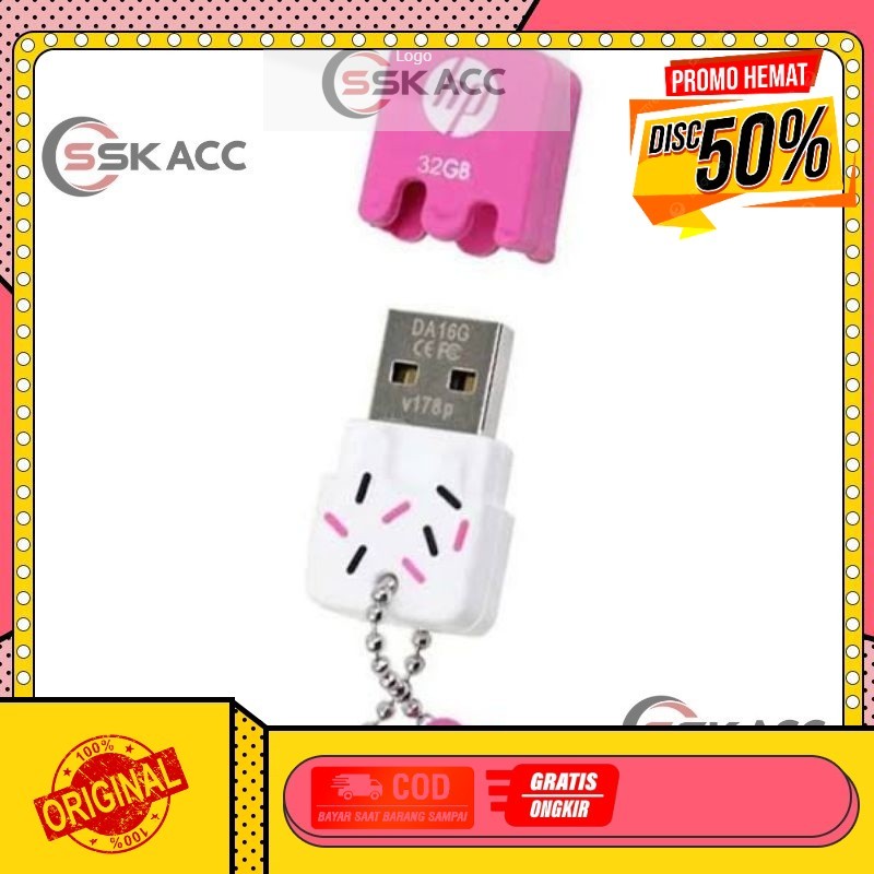 Flashdisk HP 32 GB V 178 B USB 2.0 / Flashdisk HP V178 Blue Pink 32 GB - Original GROSIR-KOMPUTER