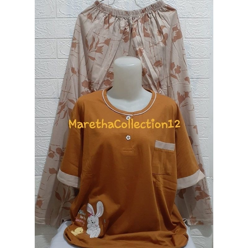 Babydoll Amro CP jumbo label merah / setelan baju tidur babydoll lengan pendek celana panjang wanita