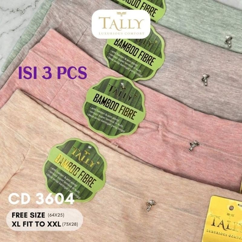 Isi 3 Pcs Cd Tally 3604 Celana Dalam Wanita Seamless Katun Bamboo
