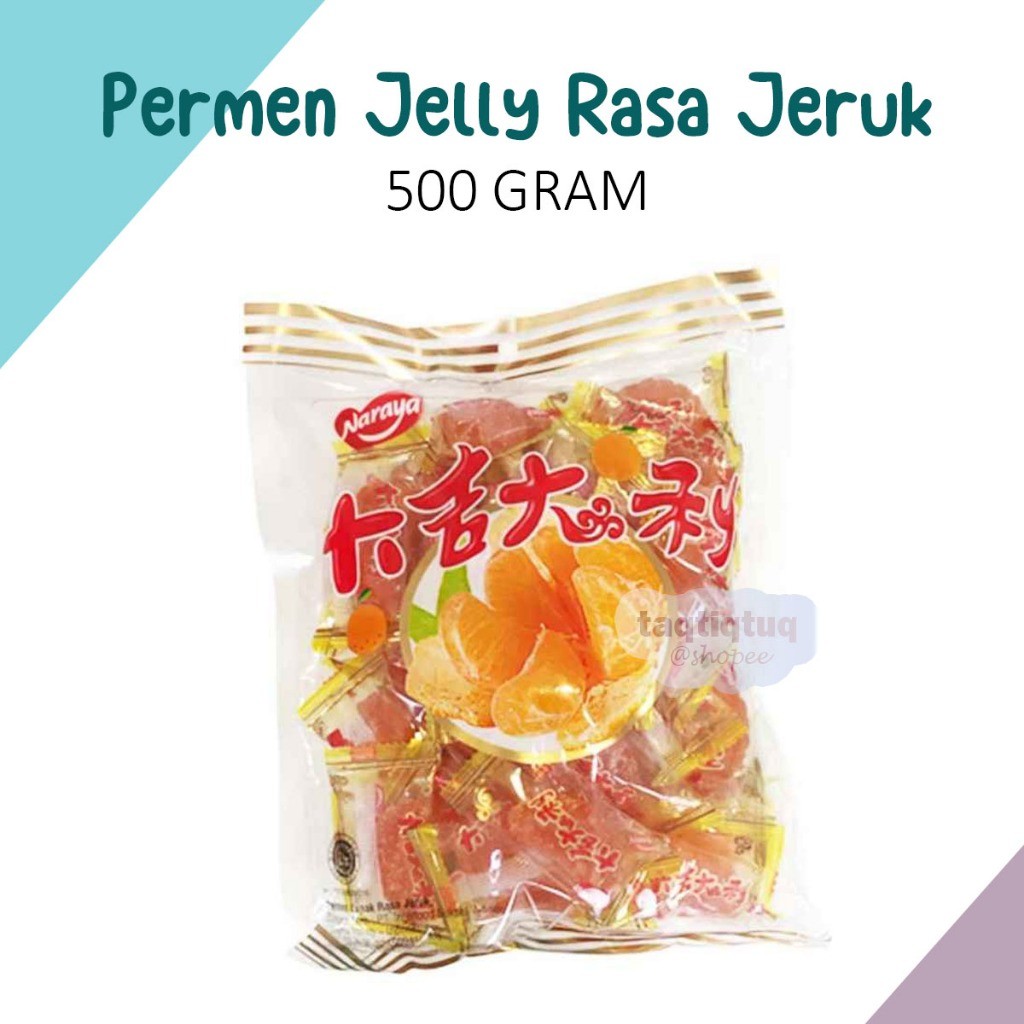 

Naraya Permen Jelly Jeruk Mandarin Orange Candy 500gr Halal BPOM Manisan Jely Rasa Jeruk