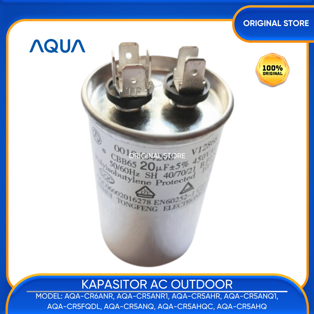 Original AQUA Capasitor Ac Outdoor 1/2 Pk AQUA 20/5 UF 450 VAC AQA-CR6ANR AQA-CR5ANR1 AQA-CR5AHR AQA