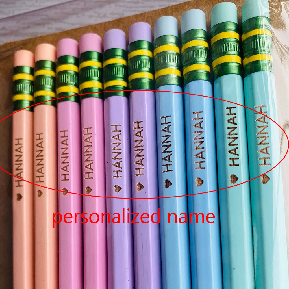 

10 pcs Personalized pencils custom teacher engraved pastel for student back to school gift graduation favor decoration supplies