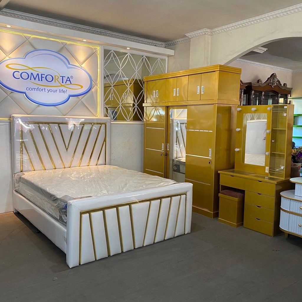 Kamar set gold Valentine ukuran 160 [include kasur, divan, lemari , meja rias]