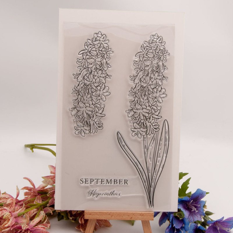 

September Hyacinth Stamps Rubber Transparent Silicone Seal For DIY Scrapbooking Journal Photo Album Decoration Crafts Stencils