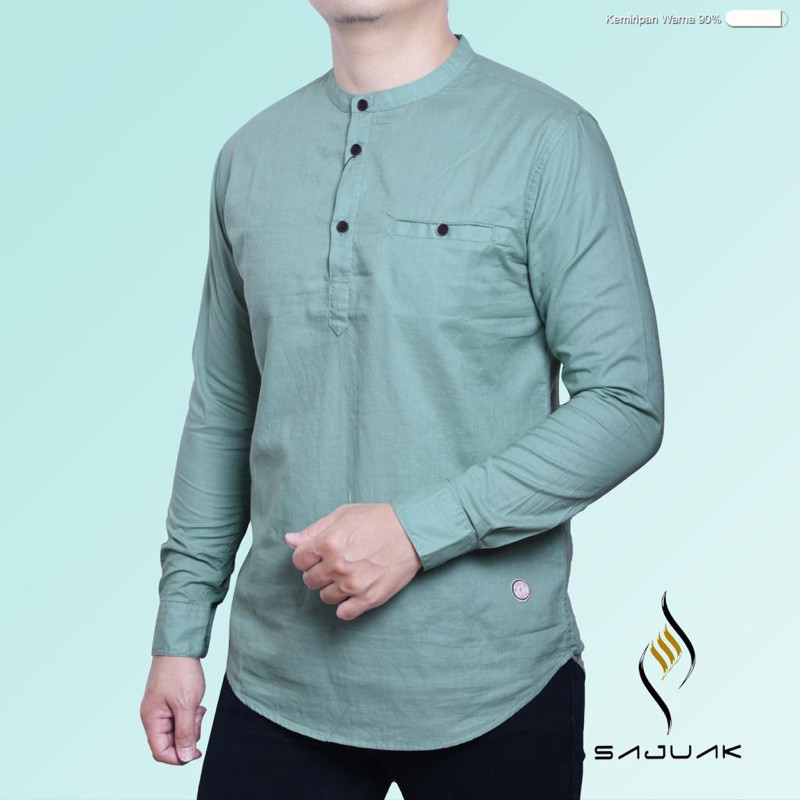 ATASAN KOKO PANJANG SAJUAK BAJU KOKO PAKAIAN MUSLIM BAHAN TWILL ORIGINAL SAJUAK AGERA LENGAN PANJANG