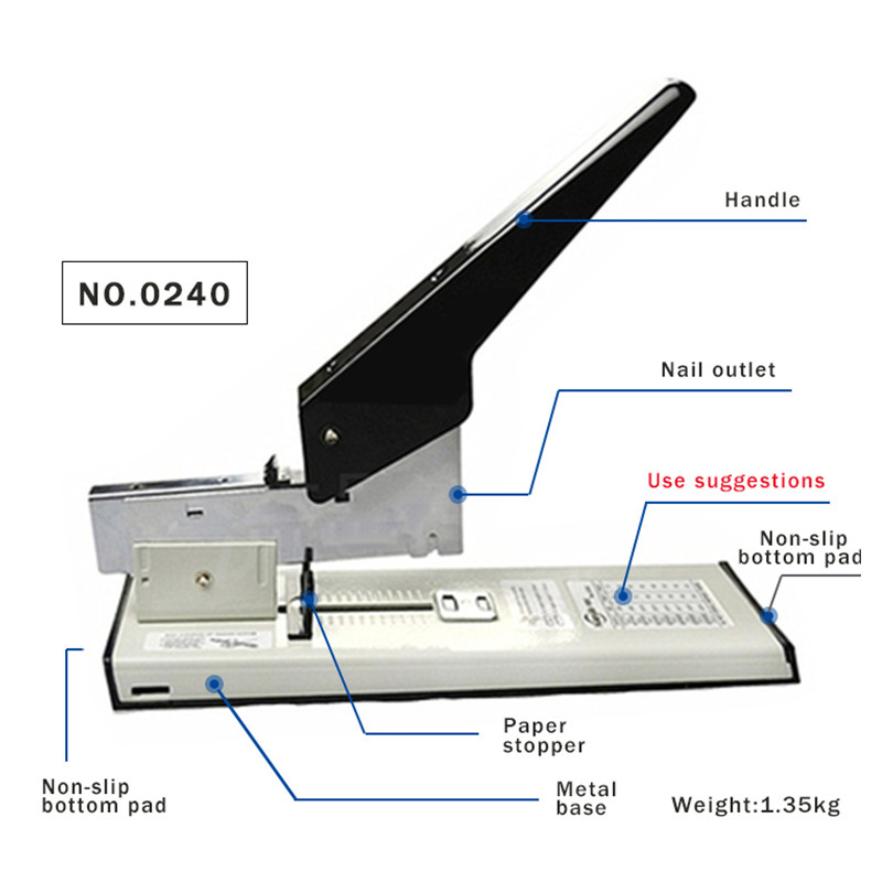 

Huapuda Large Capacity Paper Binding Stapler Heavy Duty Stapler Bookbinding Stapling Staples Hand Operated Stapler 0100 & 0240