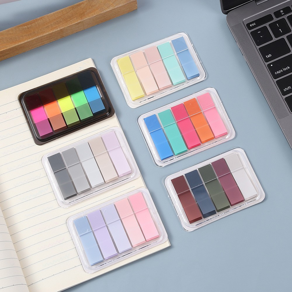

Box Transparent Fluorescent Index Tabs Pet Classification Flags Sticky Note for Page Marker Planner Stickers