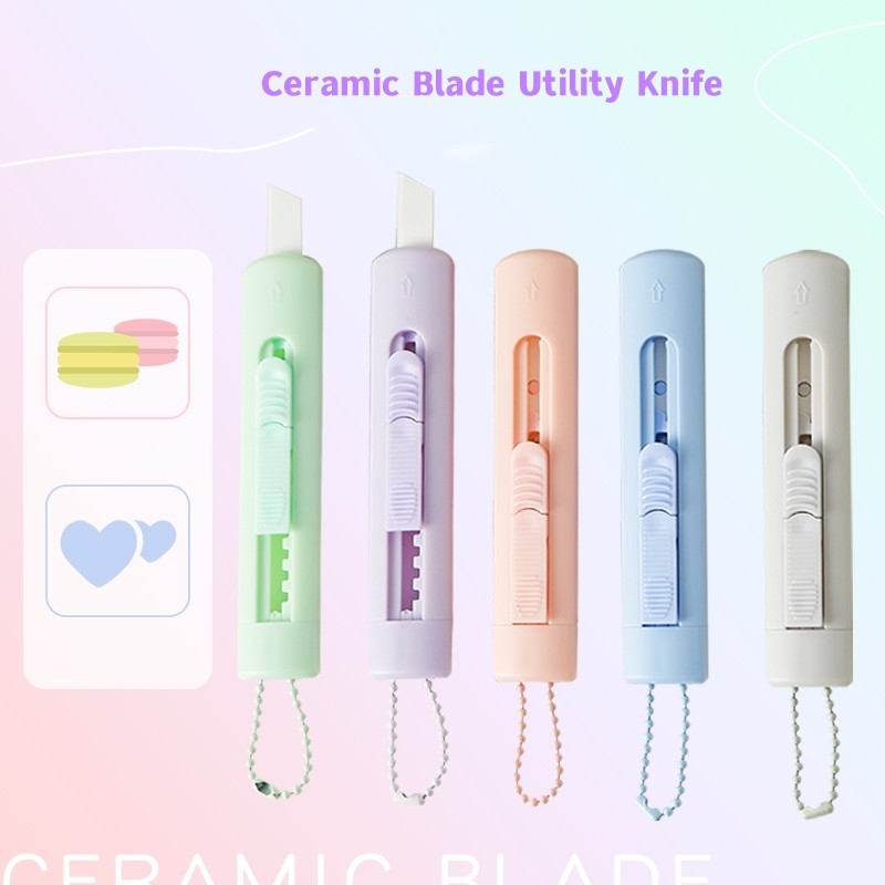 

1pcs Morandi Color Utility Knife Ceramic Blade Portable Mini Safe Cutter Wrapping Tools Office School Household F7315