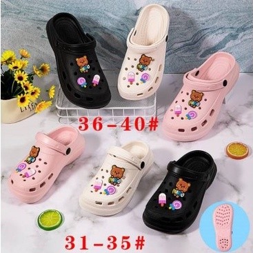 VEROSAE_SHOPlittlekiddoss Sandal Clog Bear Sendal Wedges Anak Remaja Dewasa Import Sendal Fuji bahan