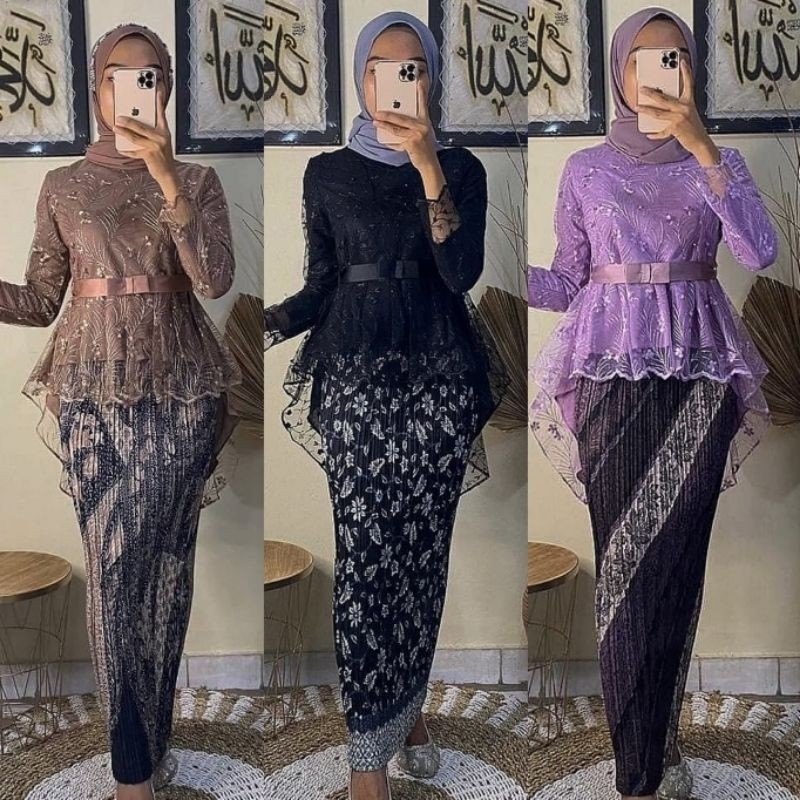 BEST SELLER SET KEBAYA PITA AURORA TULLE QIANA REALPICT TERLARIS - SET KEBAYA MODERN - SET KEBAYA WI