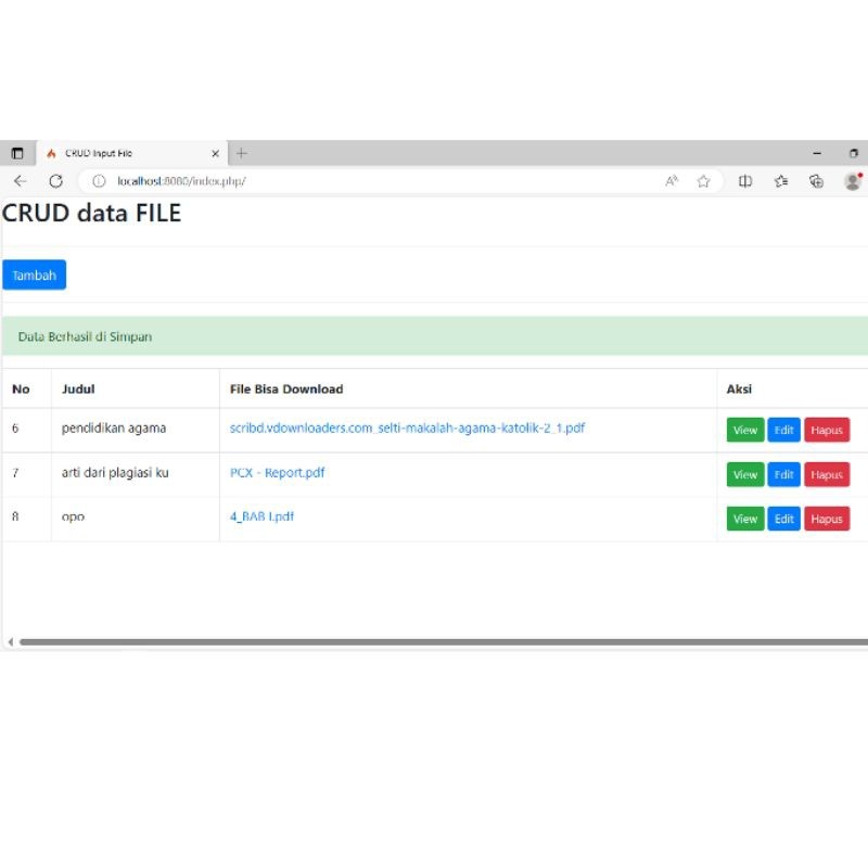 Kelola CRUD Database Upload PDF Codeigniter 4 Terbaru