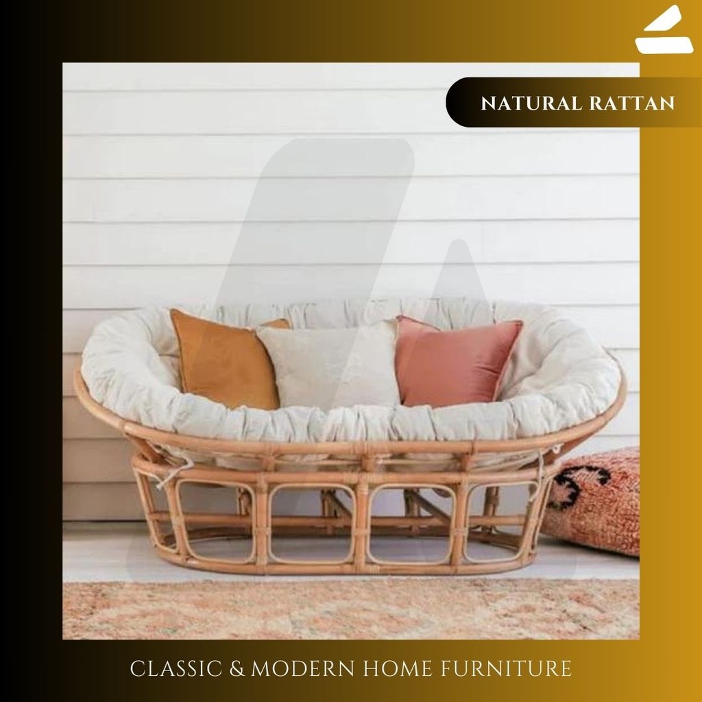 SET SOFA MAMASAN ROTAN ALAMI BULAT OVAL PANJANG / SOFA RUANG TAMU ROTAN DESAIN MINIMALIS ESTETIK