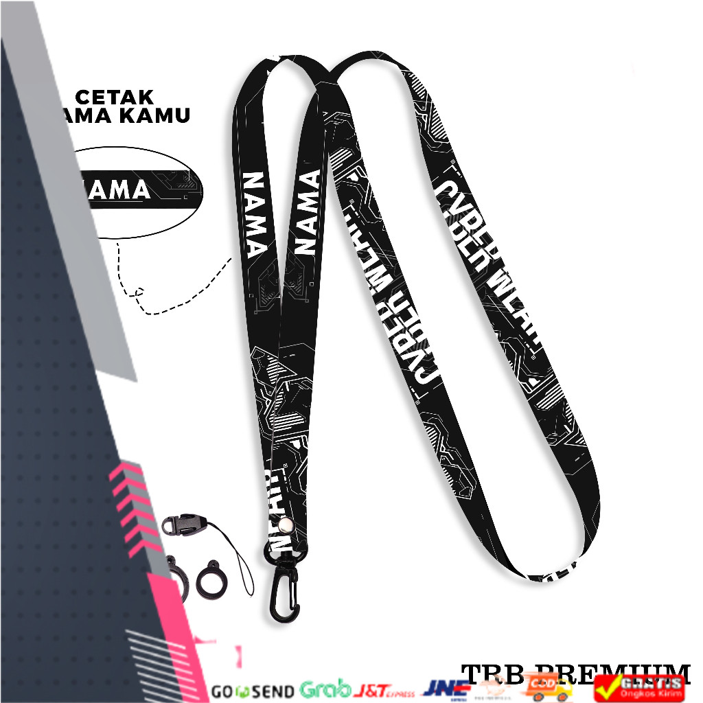 

TERMURAH Lanyard Custom Nama Cyberpunk 1,5 cm Bisa Request Nama Full Printing 2 Sisi Gantungan Card Holder Tali Lanyard HP Custom Murah Aesthetic Desain 2
