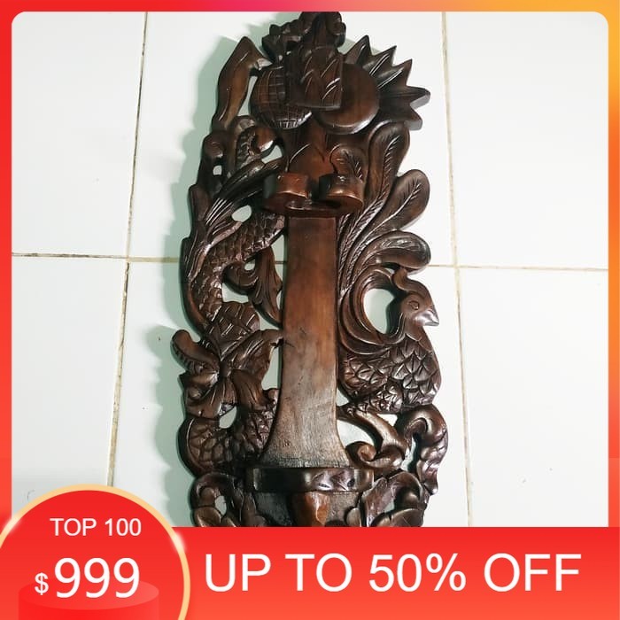 Blawong Tempat Pajangan Keris Isi 1 Kayu Ukir Ukiran Naga Merak LRS1