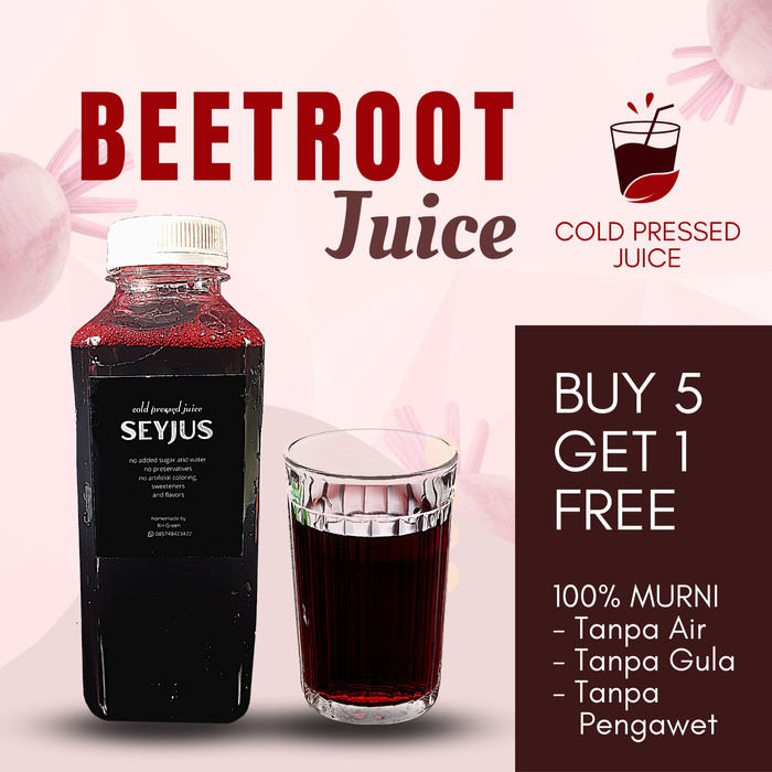 

Jus Buah Bit Premium Jus Bit Beetroot Juice Cold Pressed Juice - Original, 1000ml