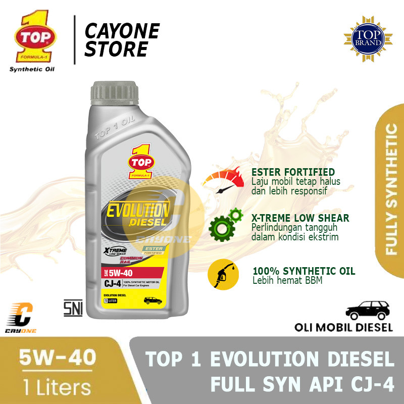 TOP 1 TOP1 Oli Mobil EVOLUTION DIESEL Full Synthetic SAE 5W-40 API CJ-4 1 L