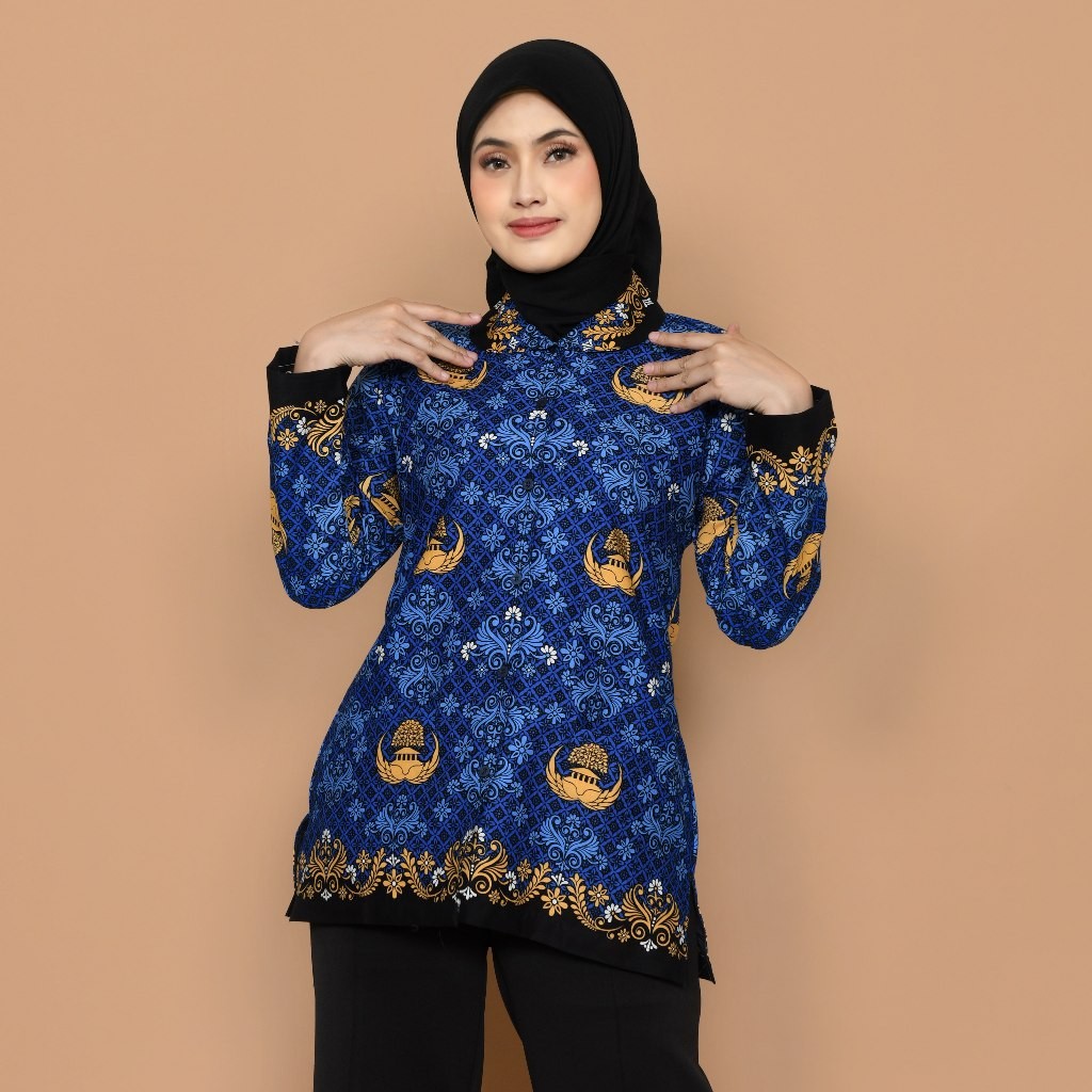 [PREMIUM ORIGINAL] MOERBA (BONUS DUS) Kemeja Batik Baju Korpri Wanita Terbaru 2023 Furing Lengan Pan