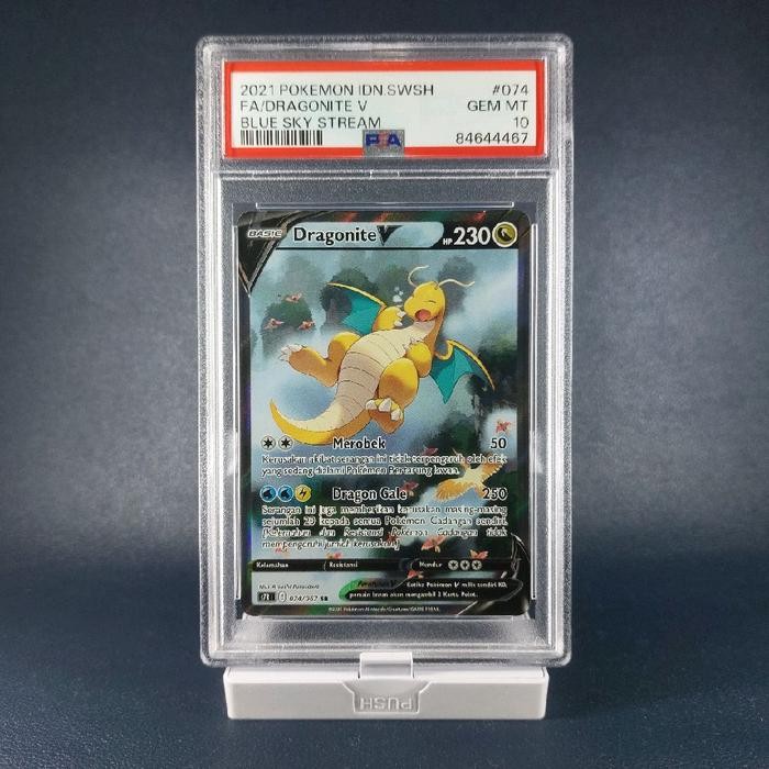 Dragonite V SR AA PSA 10 074/067 pokemon Indonesia arus langit biru