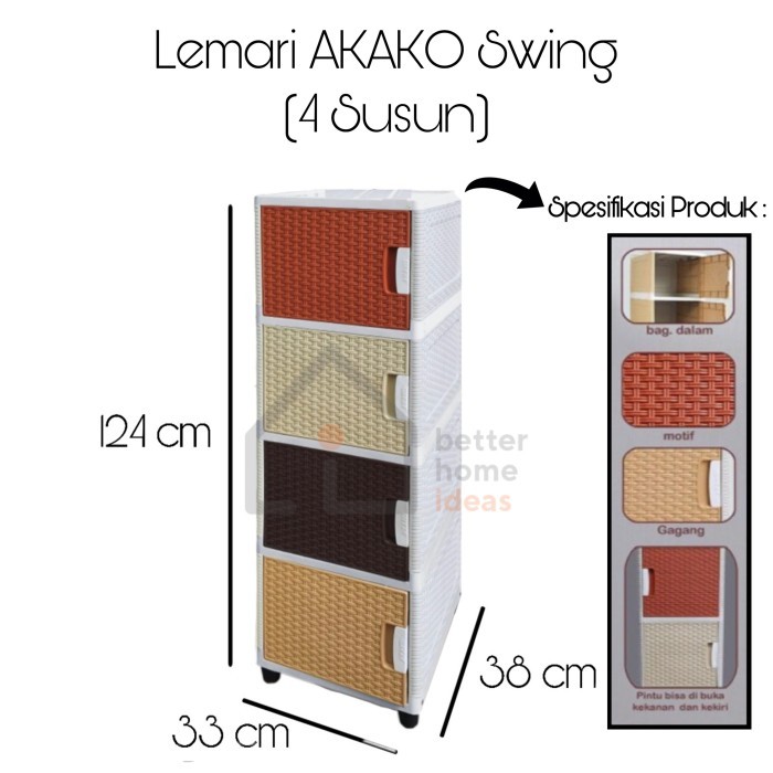 Lemari Plastik Susun AKAKO Swing - 4 Susun