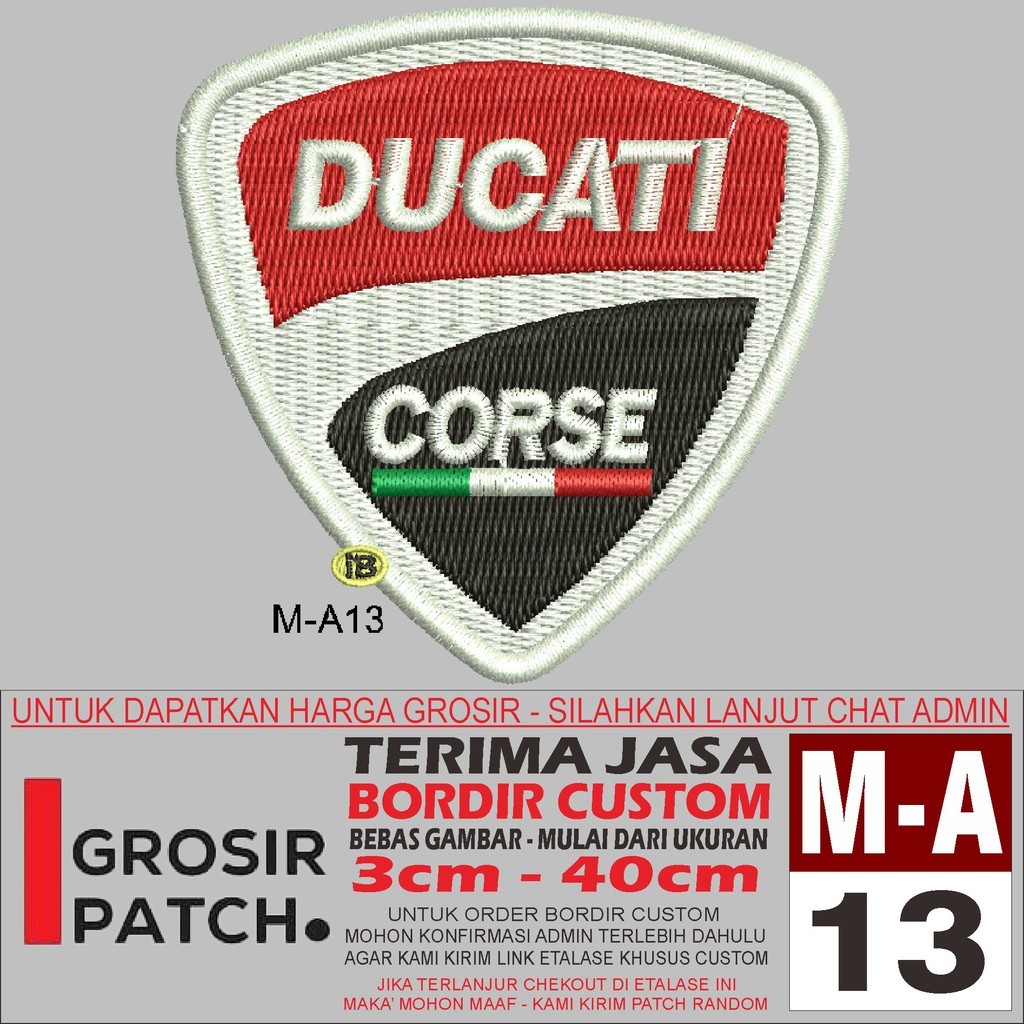 NEAR PATCH BORDIR LOGO M-A13 LOGO/BRAND AUTOMOTIV DUCATI -  REVIEW/TESTIMONI