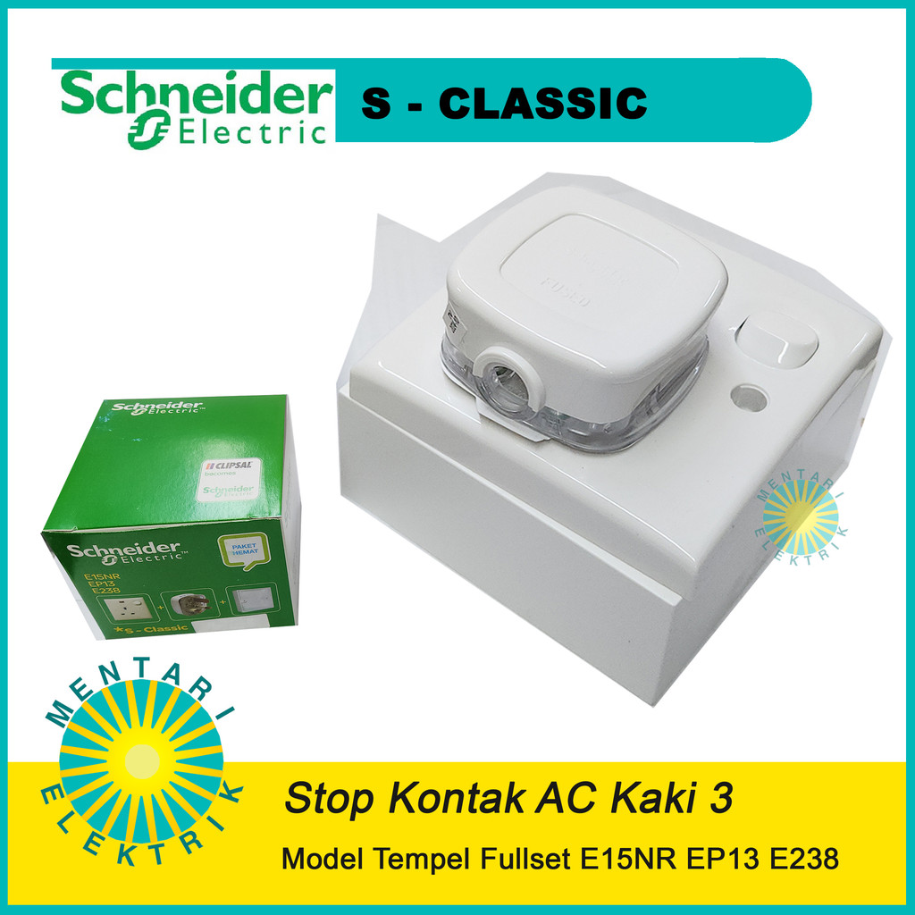 Stop Kontak AC Schneider Kaki 3 S-Classic Harga Per Set