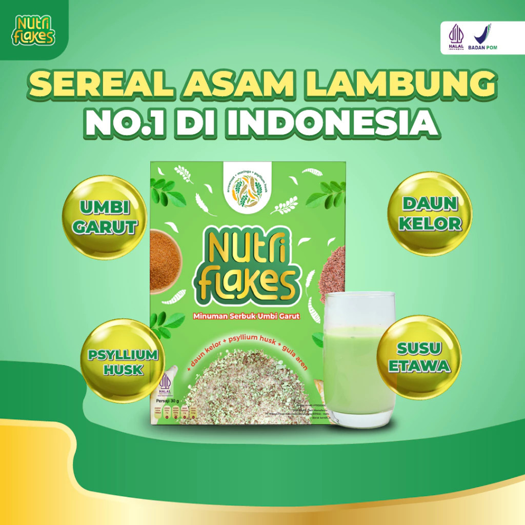 

Promo Paket 1 Box utriflakes Sereal Umbi Garut Asam Lambung
