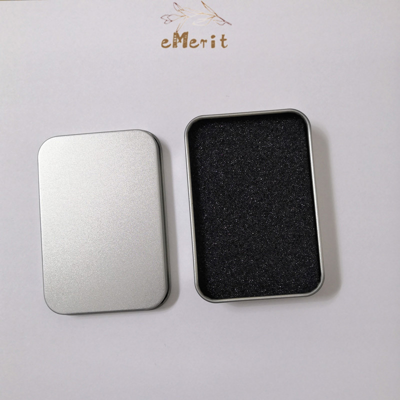 Kotak Box Kaleng Univaesal USB Tanpa Jendela / Anting Kotak Besi Kecil Tutup Datar Kotak Penyimpanan
