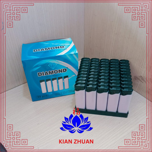 Korek Gas Diamond Polos Putih