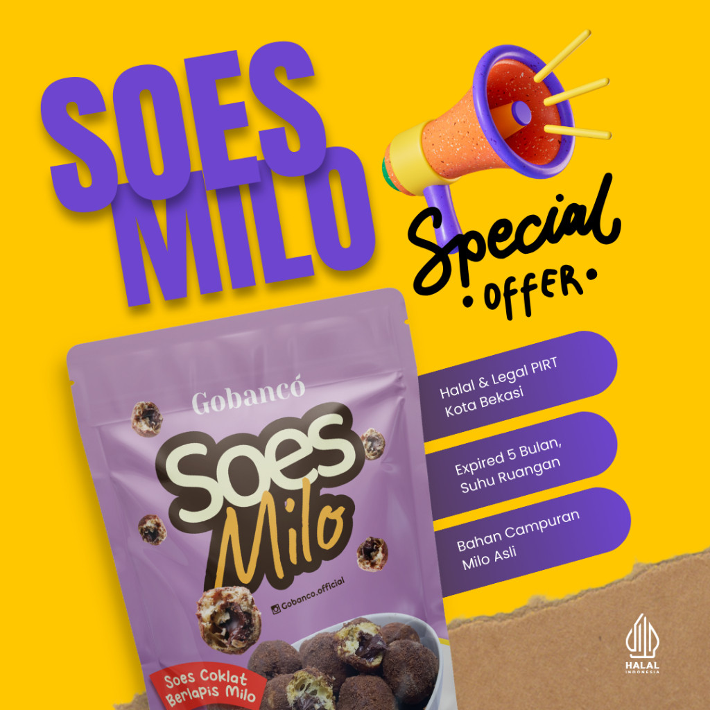 

Gobanco Soes Cokelat Lumer Milo Viral – Snack Manis Kekinian, Jajanan Viral Laris & Bikin Nagih
