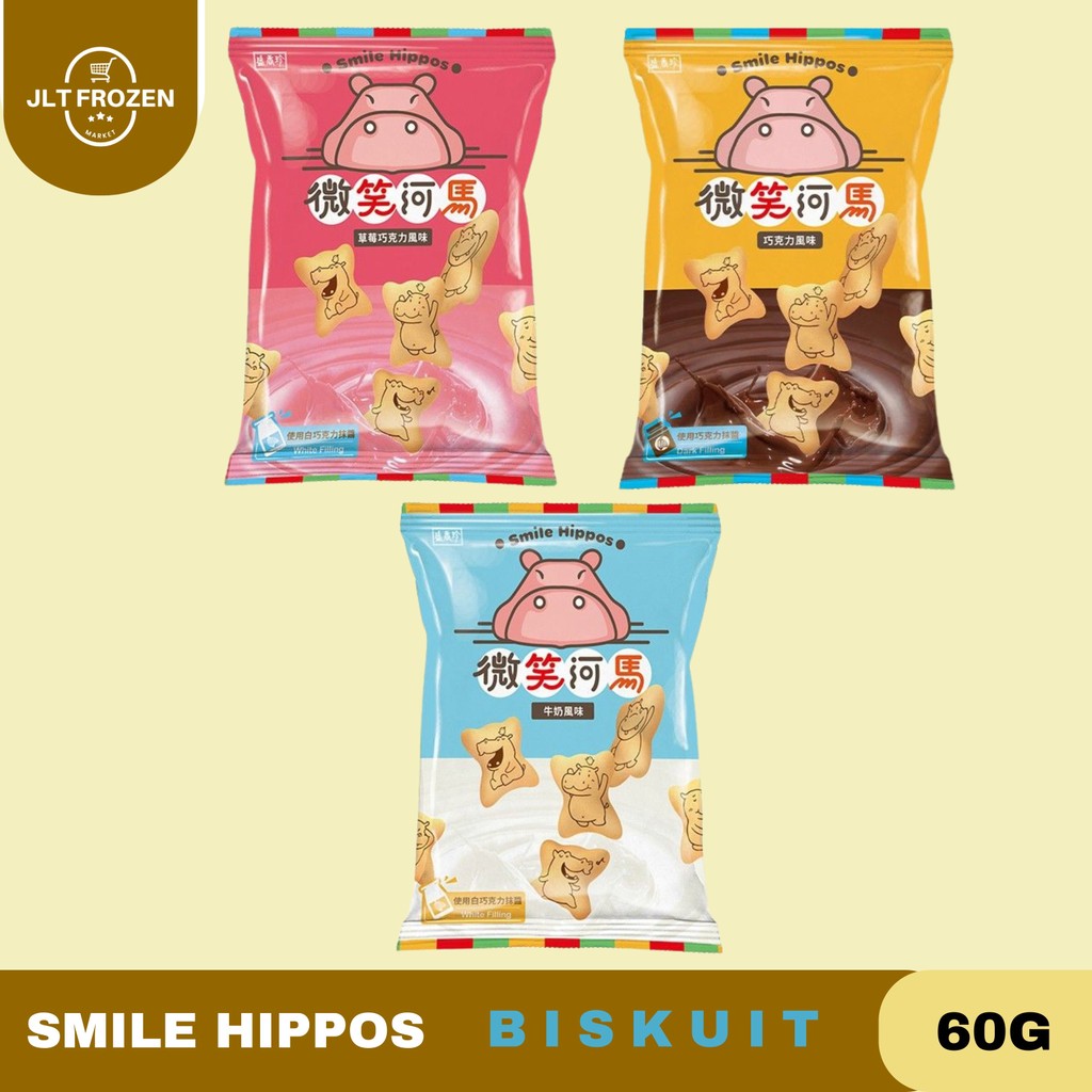 

Smile Hippo Biscuit 60g / Strawberry / Coklat / Milk / Snack import Taiwan / Biskuit / Biskuit Flavour
