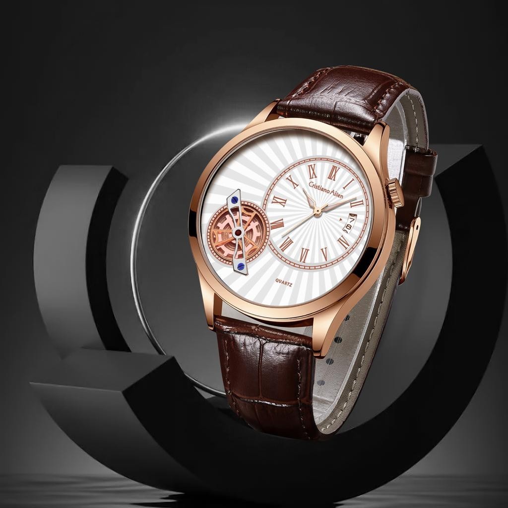 Jam Tangan  Cristiano Aillen Jam Tangan 867 Kulit Leather Asli Original Water Resistant 3 ATM