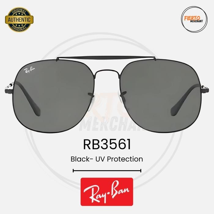 Kacamata Rayban 3561 Ori/Original Black/Hitam Sunglasses Anti UV Protection