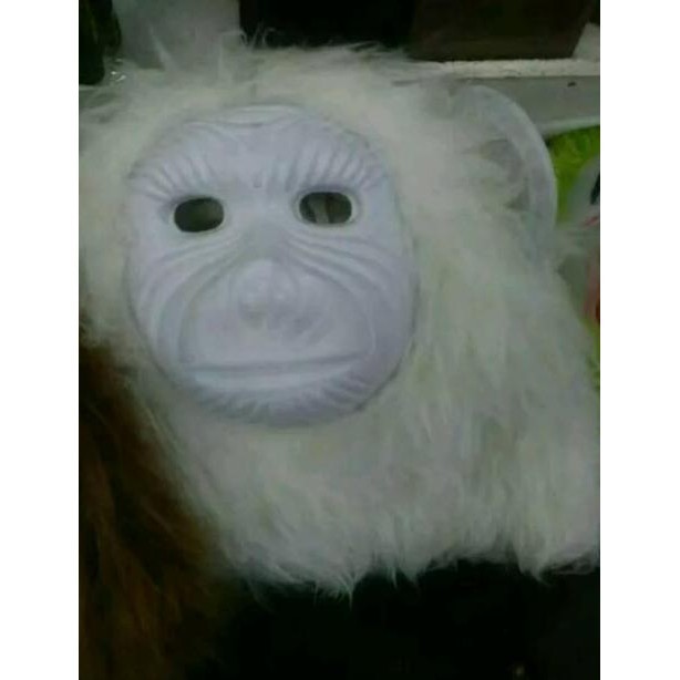 PROMO TOPENG BENTUK MONYET GORILA KINGKONG WARNA COKLAT HITAM PUTIH BAHAN HALUS - MAINAN ANAK