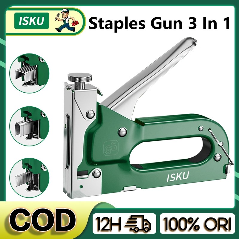 

ISKU Staple Gun/Staples Tembak 3 in 1 3 Jenis Staples /Alat Perkakas acker Stapler Staples Perekat Powerfull