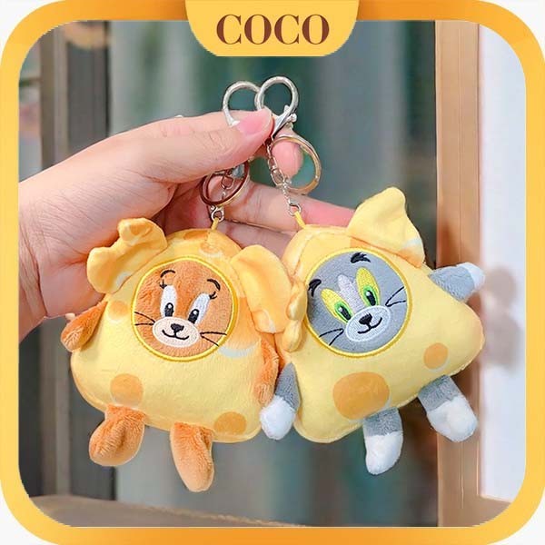 Kucing dan Tikus Seri Keju Gantungan Kunci Boneka Plush Kreatif untuk Pelajar Pasangan Aksesoris Tas