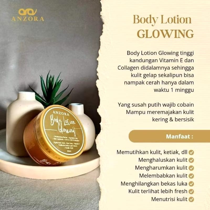 Body Lotion Anzora Glowing Siang Malam/Lotion Anzora