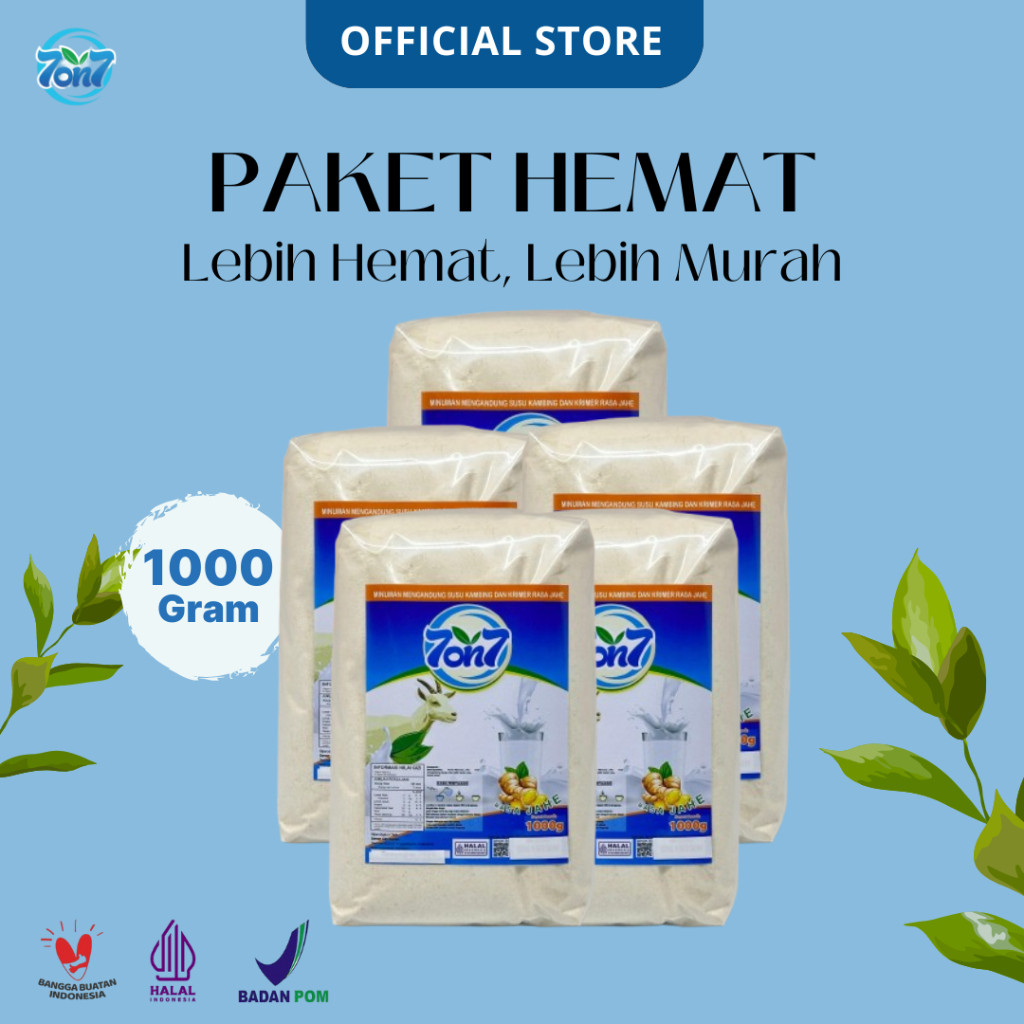 

Susu Kambing Etawa Bubuk 7on7 PAKET HEMAT / Paket 5Pcs Susu Kambing 1Kg