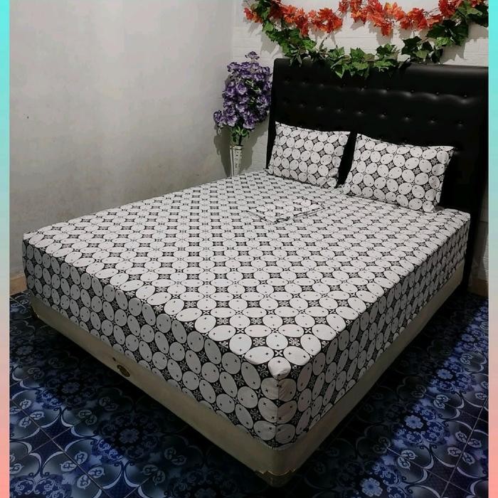 Sprei batik tinggi 30 ukuran komplit//sprei batik halus lembut//sprei batik motif klasik - kawung pu