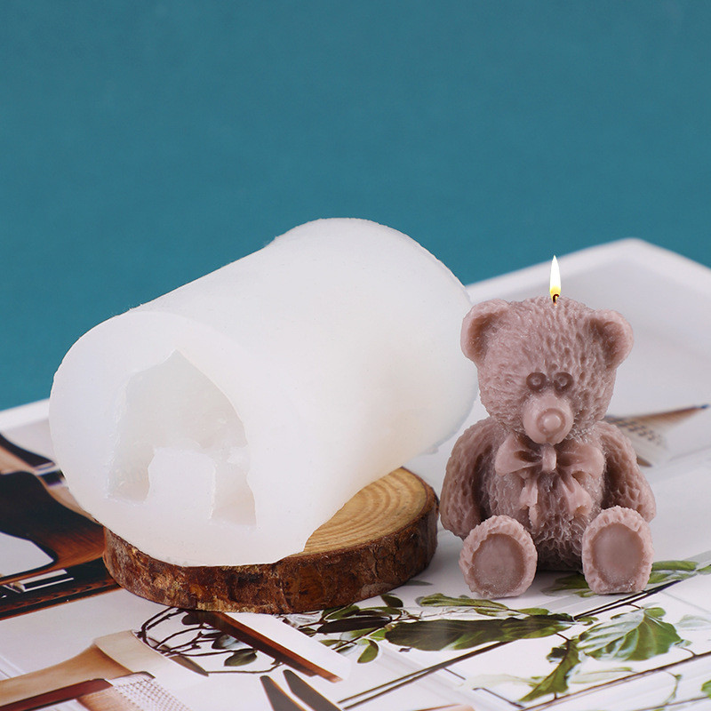 

Silicone candle wax diffuser dropshadow decoration handcraft art display mold DIY mold of sitting bear