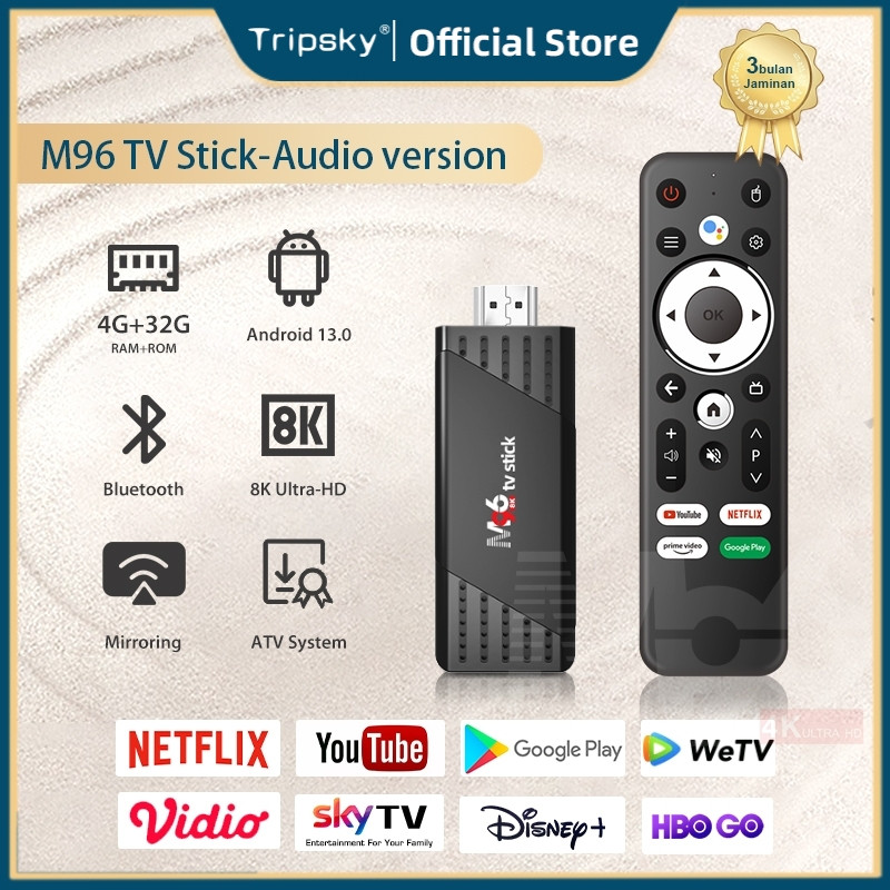 Tripsky M96 TV Stick Android 13.0 Ram 4gb Rom 32gb Voice TV Stick 8K HD Smart Android TV Stick