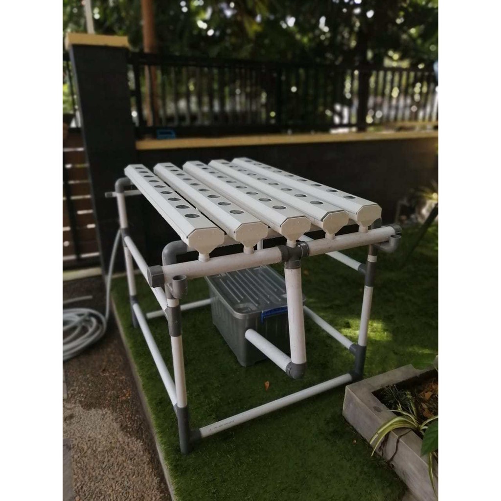 Instalasi Hidroponik NFT Paket Instalasi Hidroponik NFT Set Lengkap Pipa Gully Trapesium Rak dan Lam