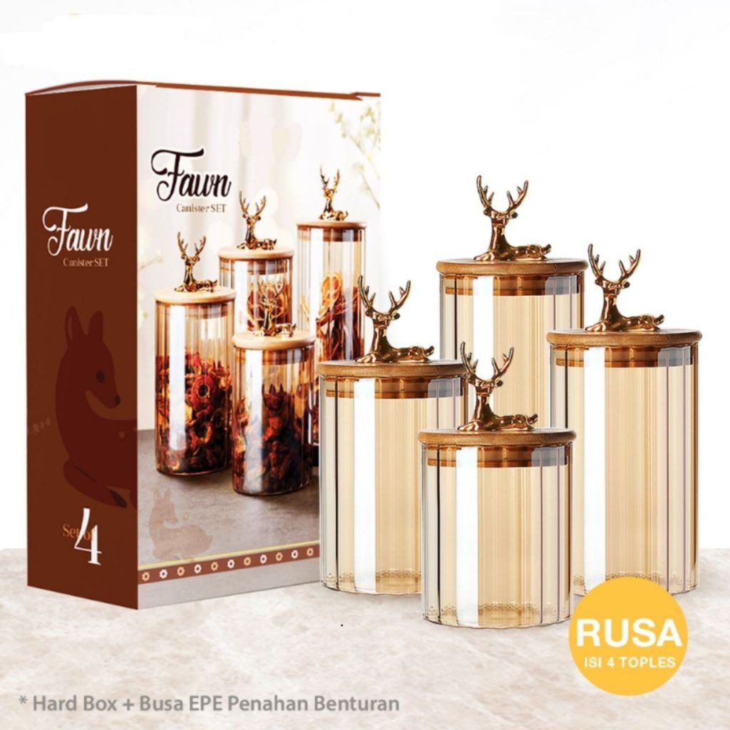 1SET Toples Tanduk Rusa Penyimpanan Camilan Kaca Bening/Toples Makanan Serbaguna / Toples Kaca / Jar