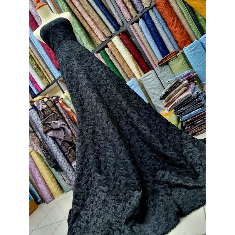 Kain jaguar embos / kain gaun mewah jaguar embos / jaguard motif timbul / gaun 3D
