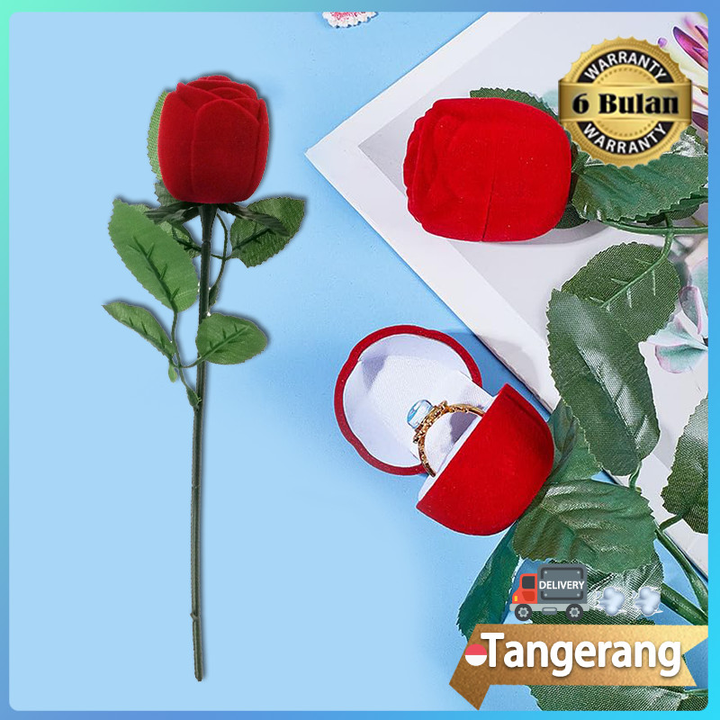 

Kotak Cincin Tunangan Aesthetic Rose Shape Ringbox Wedding Ring Box Premium Velvet 24,3x4cm