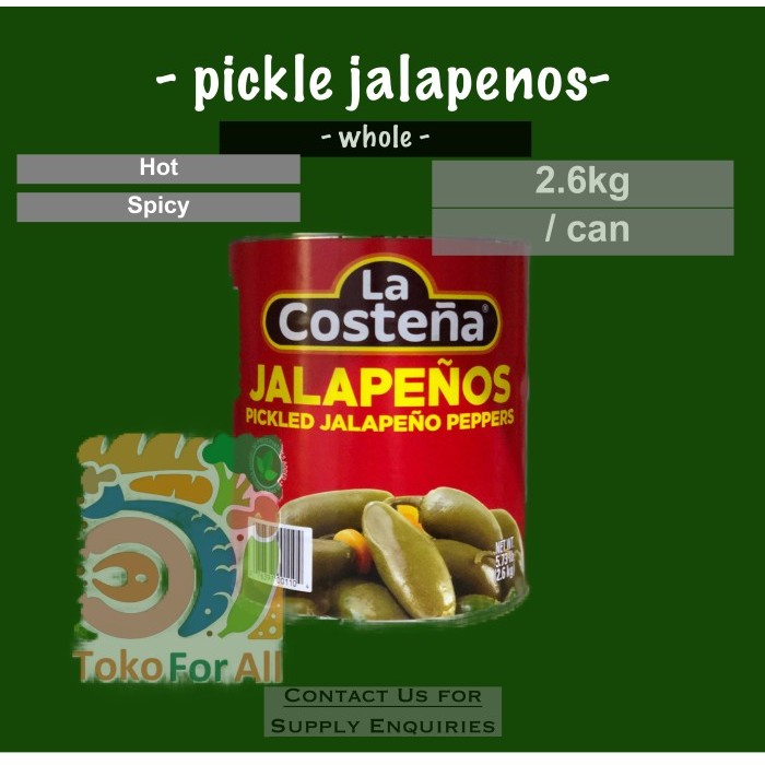 

Jalapeno Pepper Whole / acar jalapeno / Pickled Jalapeno whole 2.6kg