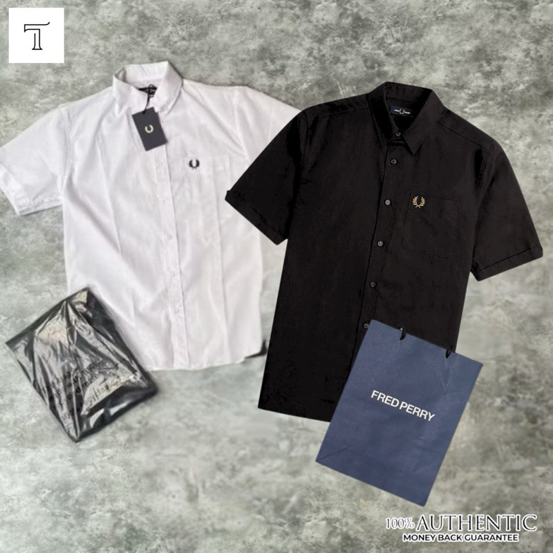 Kemeja Lengan Pendek Pria Fred Perry Original 100% - Desain Klasik, Authentic